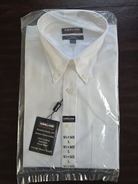 Kirkland Signature Men's White Button-Down Dress Shirt